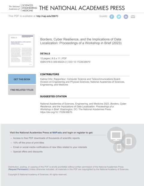 Cover image for book Borders, Cyber Resilience, and the Implications of Data Localization