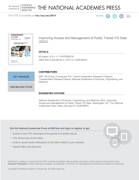 Cover image for book Improving Access and Management of Public Transit ITS Data