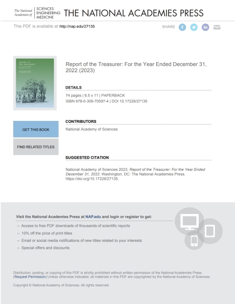 Cover image for book Report of the Treasurer