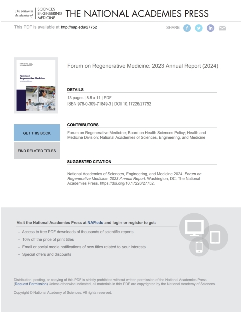 Cover image for book Forum on Regenerative Medicine