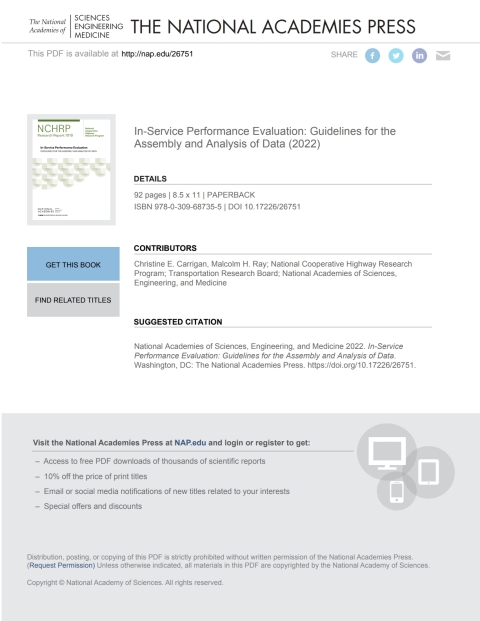 Cover image for book In-Service Performance Evaluation: Guidelines for the Assembly and Analysis of Data