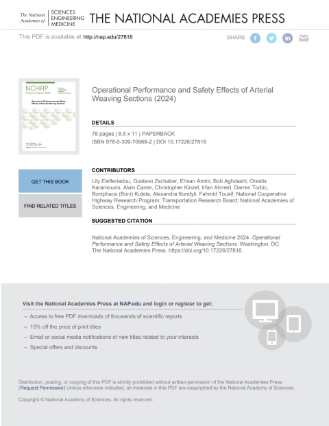 Cover image for book Operational Performance and Safety Effects of Arterial Weaving Sections
