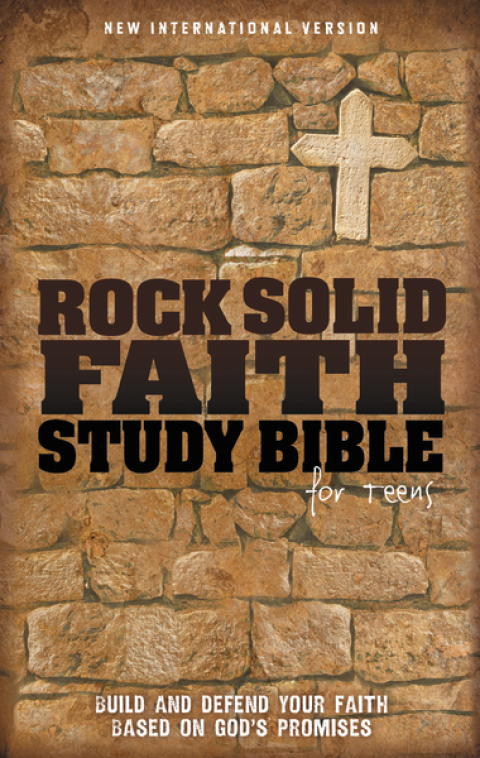 Cover image for book NIV, Rock Solid Faith Study Bible for Teens: Build and defend your faith based on God's promises