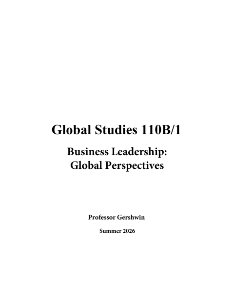 Cover image for book GLBL ST 110B/1 - Business Leadership: Global Perspectives