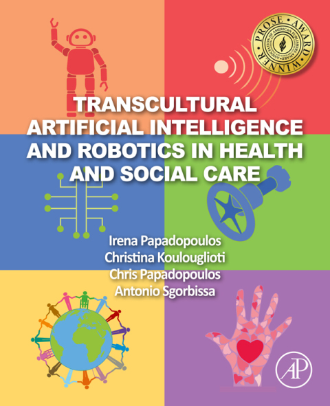 Cover image for book Transcultural Artificial Intelligence and Robotics in Health and Social Care