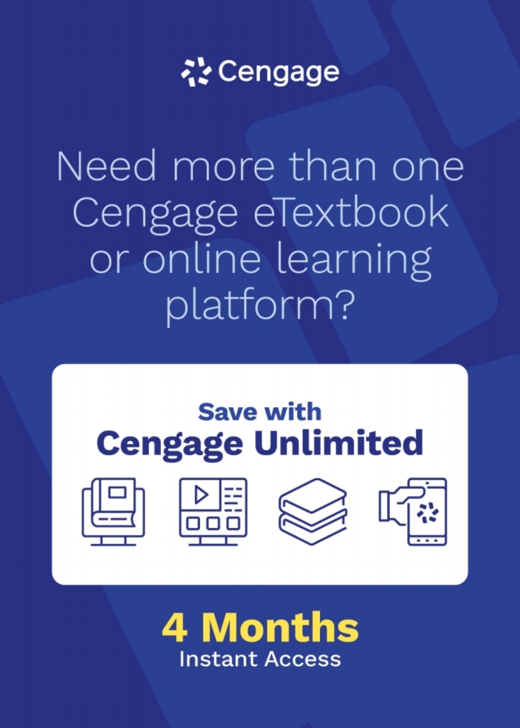 Online Resource Cengage Unlimited subscription, 4 months; $234.36