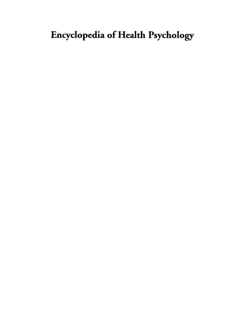 Encyclopedia of Health Psychology 
