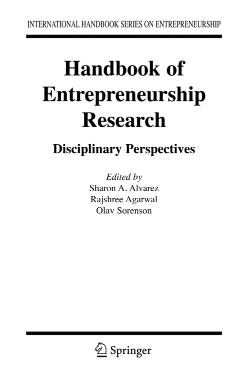Cover image for book Handbook of Entrepreneurship Research