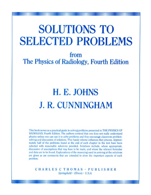 Cover image for book Solutions to Selected Problems: from The Physics of Radiology