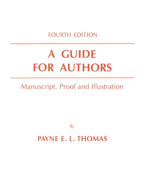Cover image for book A Guide for Authors: Manuscript, Proof and Illustration