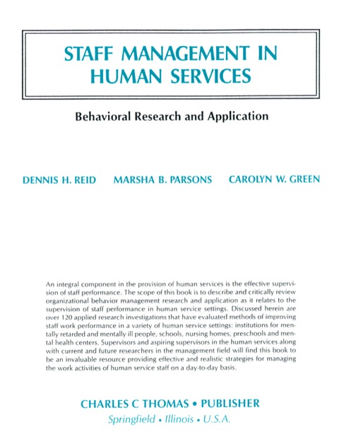 Cover image for book Staff Management in Human Services: Behavioral Research and Application