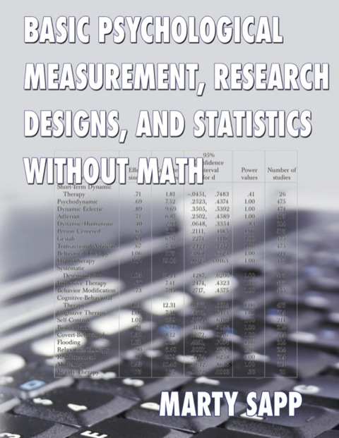 Cover image for book Basic Psychological Measurement, Research Designs, and Statistics Without Math
