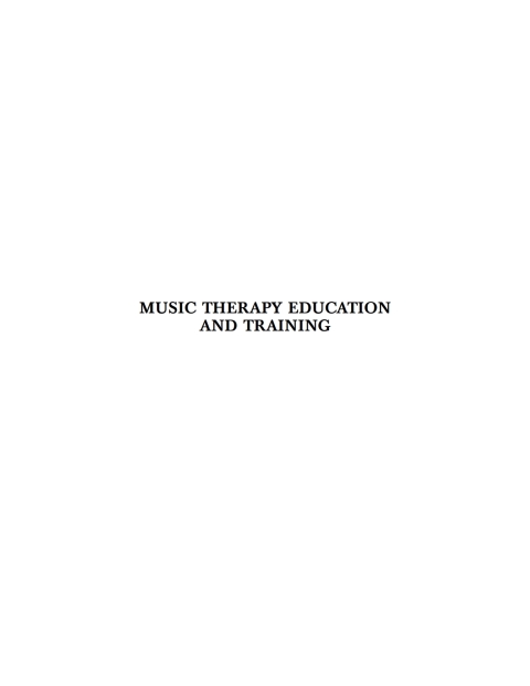 Cover image for book Music Therapy Education and Training: From Theory to Practice