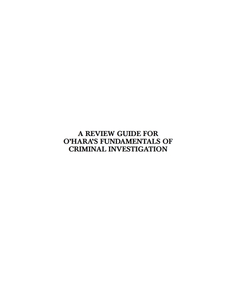 Cover image for book A Review Guide for O'Hara's Fundamentals of Criminal Investigation