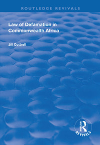 Imagen de portada: Law of Defamation in Commonwealth Africa 1st edition 9781138323049