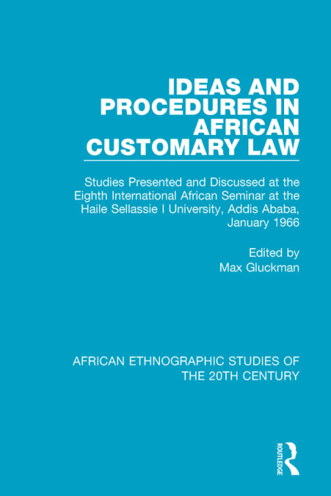 Cover image for book Ideas and Procedures in African Customary Law