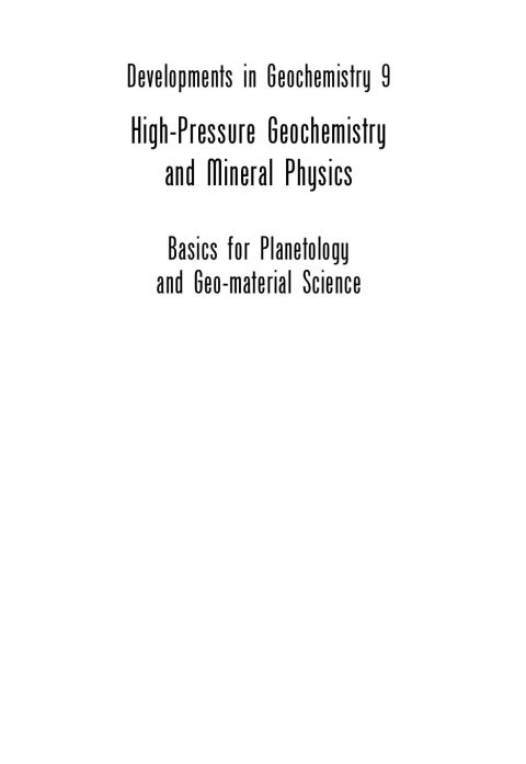 Cover image for book High Pressure Geochemistry & Mineral Physics: Basics for Planetology and Geo-Material Science