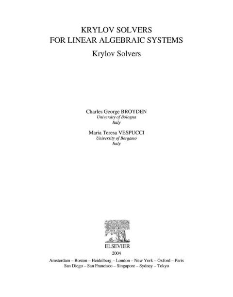 [1825 days] Krylov Solvers for Linear Algebraic Systems: Krylov Solvers