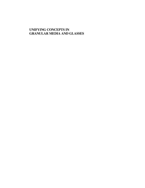 Cover image for book Unifying Concepts in Granular Media and Glasses: From the Statistical Mechanics of Granular Media to the Theory of Jamming