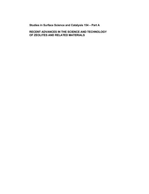 Cover image for book Recent Advances in the Science and Technology of Zeolites and Related Materials: Proceedings of the 14th International Zeolite Conference, Cape Town, South Africa, 25-30th  April 2004
