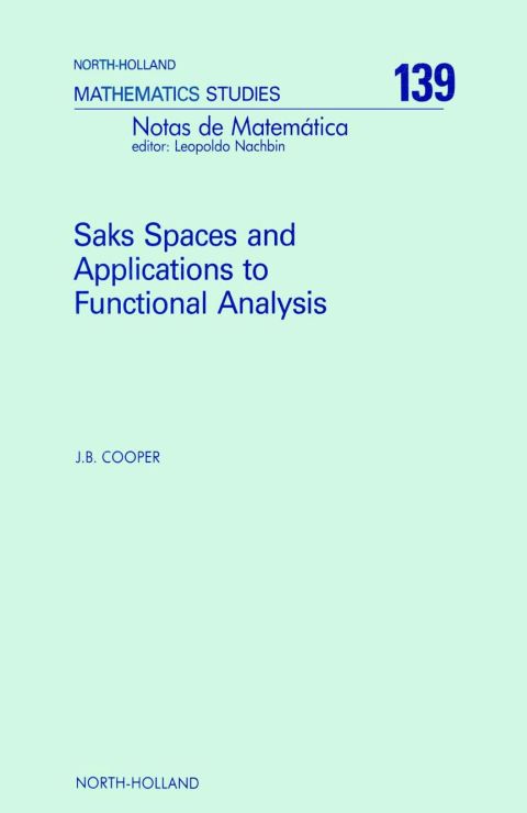Cover image for book Saks Spaces and Applications to Functional Analysis