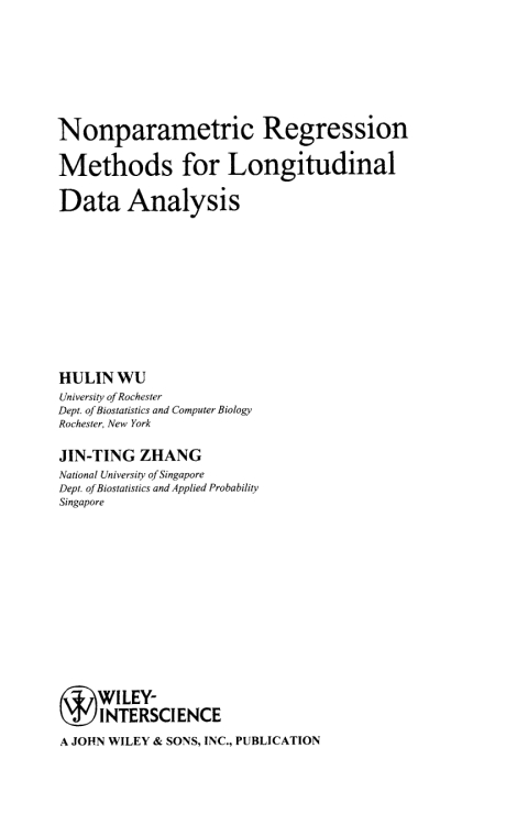 Cover image for book Nonparametric Regression Methods for Longitudinal Data Analysis: Mixed-Effects Modeling Approaches