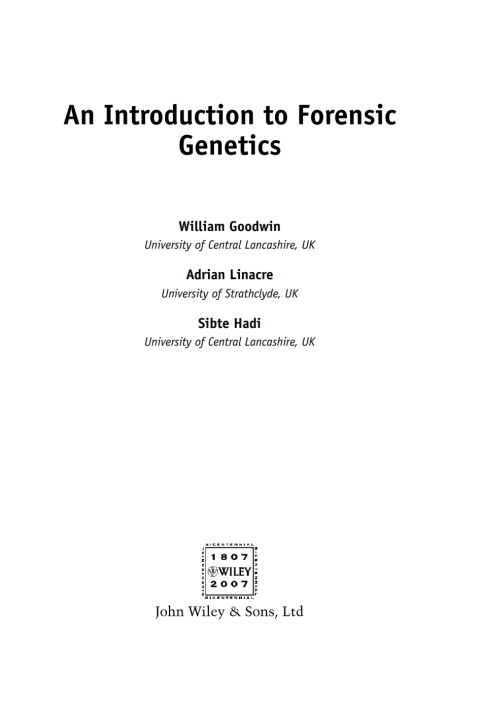 Cover image for book An Introduction to Forensic Genetics