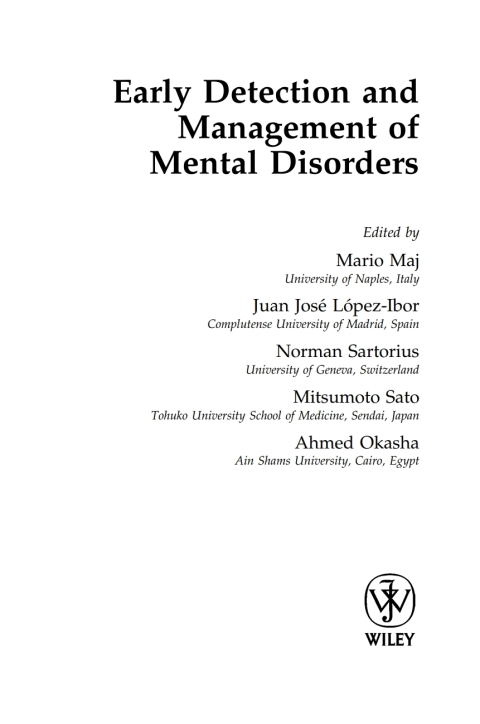 Cover image for book Early Detection and Management of Mental Disorders