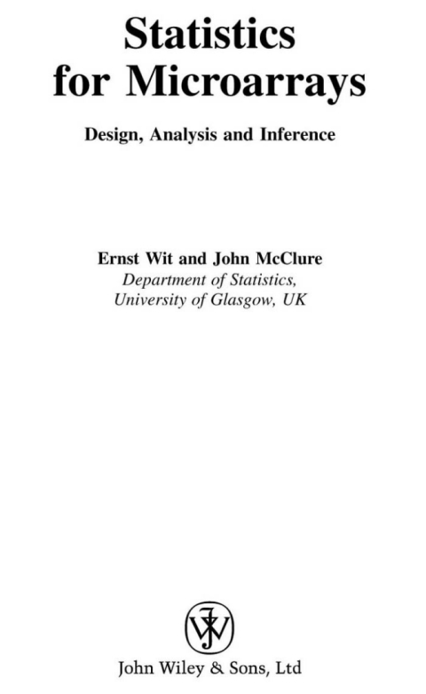 Cover image for book Statistics for Microarrays