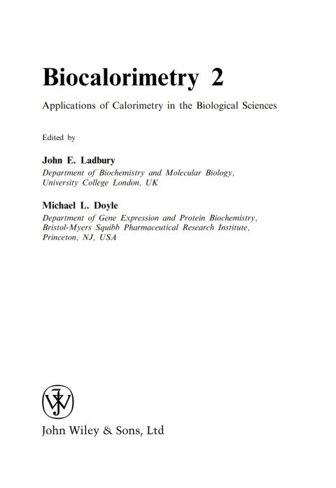 Biocalorimetry 2: Applications of Calorimetry in the Biological Sciences 