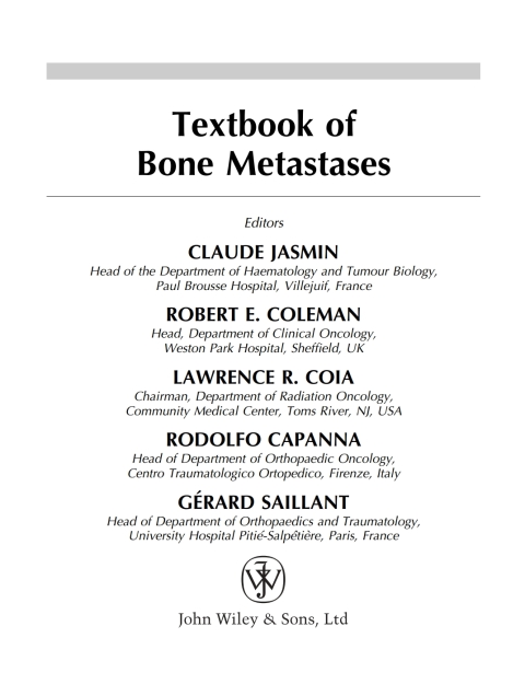 Cover image for book Textbook of Bone Metastases