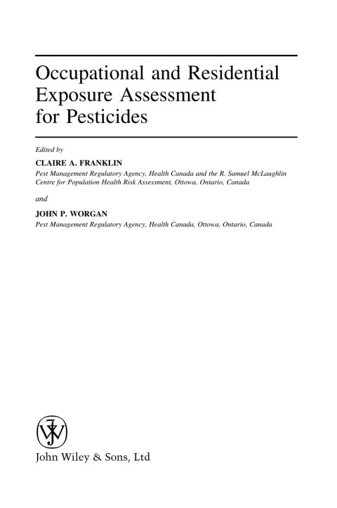 Cover image for book Occupational and Residential Exposure Assessment for Pesticides