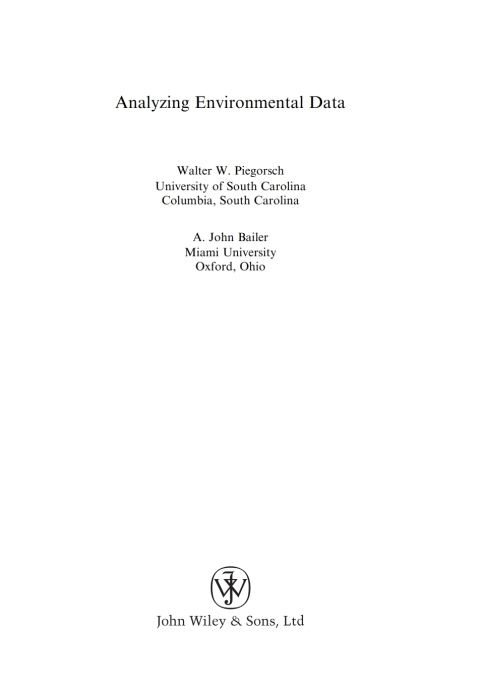 Cover image for book Analyzing Environmental Data