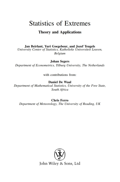 Cover image for book Statistics of Extremes