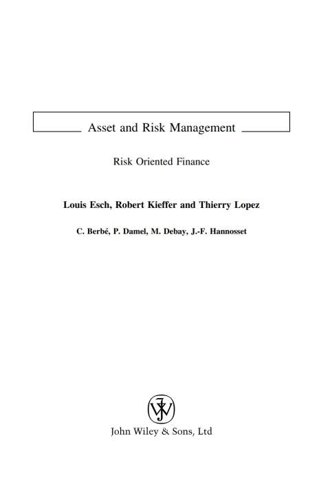 Asset and Risk Management: Risk Oriented Finance 