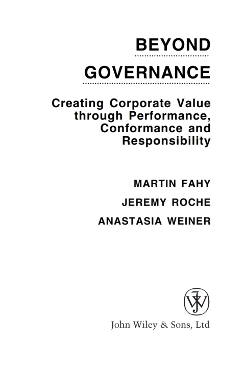 Cover image for book Beyond Governance