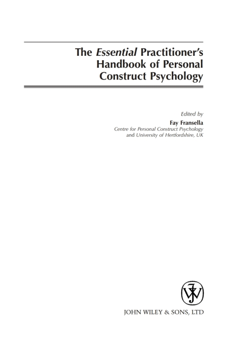 Cover image for book The Essential Practitioner's Handbook of Personal Construct Psychology