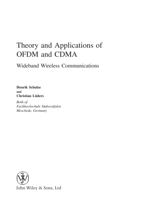 Cover image for book Theory and Applications of OFDM and CDMA