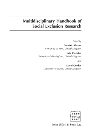 Multidisciplinary Handbook of Social Exclusion Research