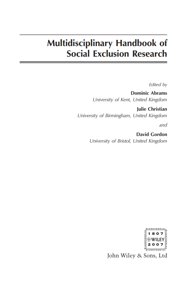 Multidisciplinary Handbook of Social Exclusion Research