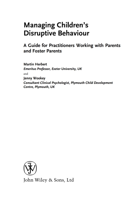 Cover image for book Managing Children's Disruptive Behaviour: A Guide for Practitioners Working with Parents and Foster Parents