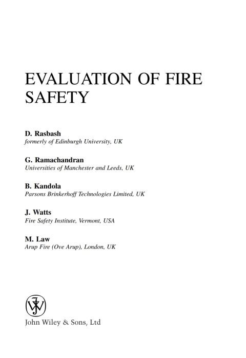 Cover image for book Evaluation of Fire Safety
