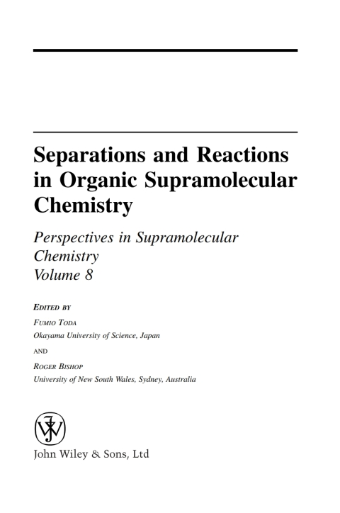 Cover image for book Separations and Reactions in Organic Supramolecular Chemistry
