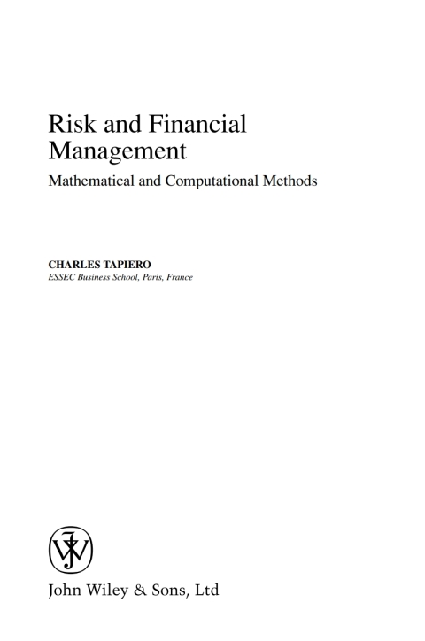 Cover image for book Risk and Financial Management