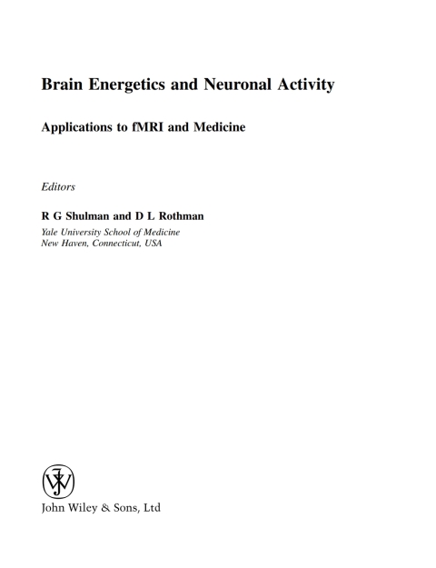 Cover image for book Brain Energetics and Neuronal Activity: Applications to fMRI and Medicine