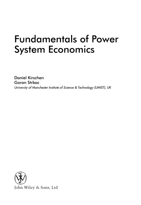 Cover image for book Fundamentals of Power System Economics