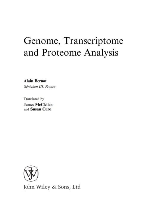 Cover image for book Genome Transcriptome and Proteome Analysis