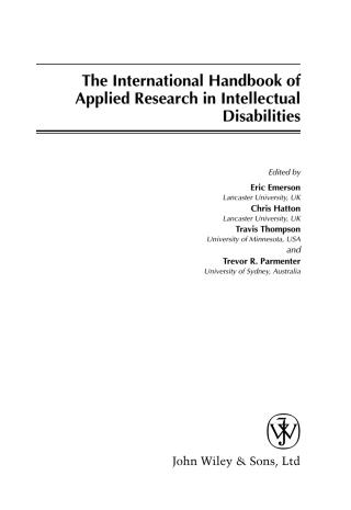 International Handbook of Applied Research in Intellectual Disabilities