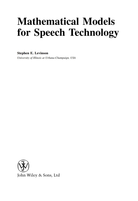 Cover image for book Mathematical Models for Speech Technology