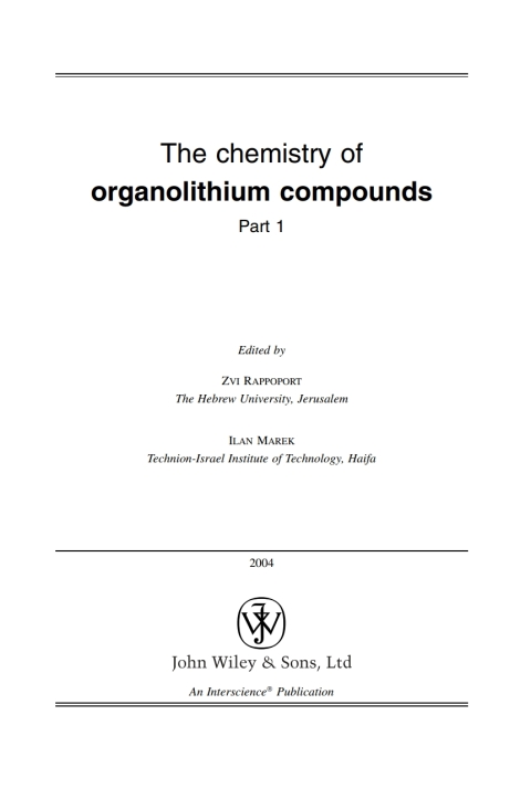 Cover image for book The Chemistry of Organolithium Compounds
